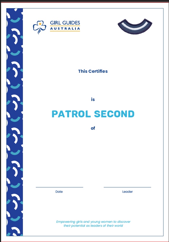 Certificate - Patrol Seconder Formal