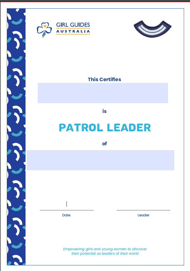 Certificate - Patrol Leader Formal